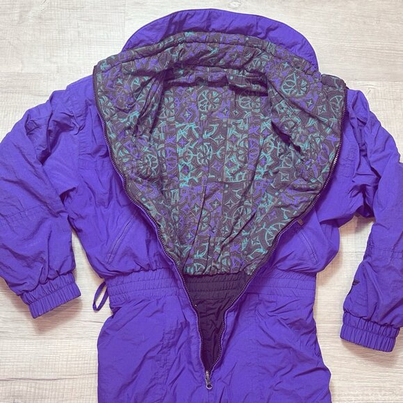 Vintage 80s Tyrolia Reversible Ski Suit Womens One Piece Snowsuit Snow Bib Sz 10 - Picture 4 of 13